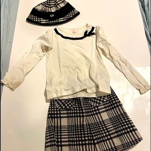 Janie and Jack black and white plaid skirt and hat